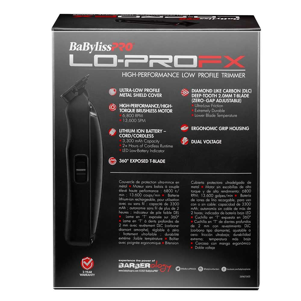 BaBylissPRO Lo-ProFX High Performance Low Profile Trimmer - Black